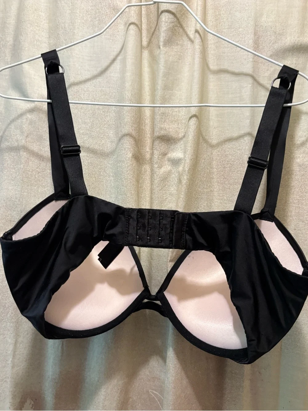 Victoria's Secret Black Push-Up Bra with Rhinestone Logo Straps